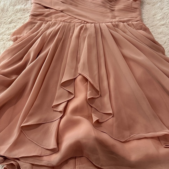 David’s Bridal Strapless Blush Pink Chiffon Pleated Cocktail Dress XL (EUC) - Picture 11 of 14